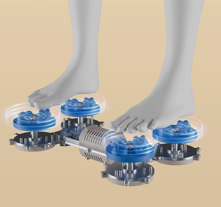 Calf airbags and three-stage foot rollers on the Aceso Plus